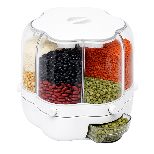 Dispensador giratorio de menestras y cereales blanco
